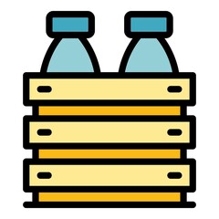 Sticker - Fresh milk box icon. Outline fresh milk box vector icon color flat isolated