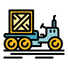 Poster - Farm tractor icon. Outline farm tractor vector icon color flat isolated