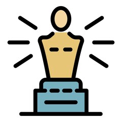 Poster - Oscar trophy icon. Outline oscar trophy vector icon color flat isolated
