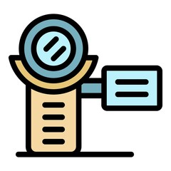 Poster - Video camera icon. Outline video camera vector icon color flat isolated