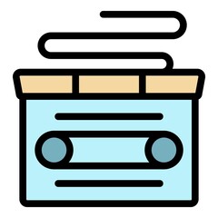 Poster - Cassette icon. Outline cassette vector icon color flat isolated