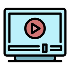 Poster - play on television icon. outline play on television vector icon color flat isolated