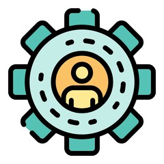 Poster - Gear ad specialist icon. Outline gear ad specialist vector icon color flat isolated