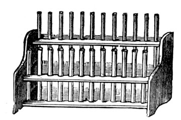 TEST TUBE RACK – 1897 Original Vintage Engraved Illustration