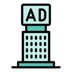 Poster - Big add building icon. Outline big add building vector icon color flat isolated
