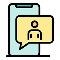 Poster - smartphone advertising icon. outline smartphone advertising vector icon color flat isolated