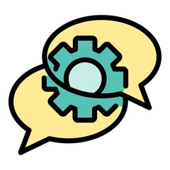 Poster - Gear chat ad icon. Outline gear chat ad vector icon color flat isolated