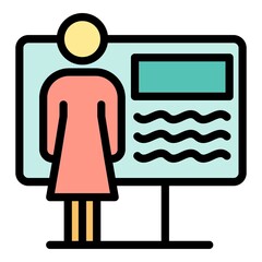 Poster - corporate add work icon. outline corporate add work vector icon color flat isolated