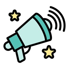 Poster - Public megaphone icon. Outline public megaphone vector icon color flat isolated