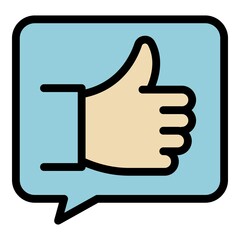 Poster - Manager thumb up icon. Outline manager thumb up vector icon color flat isolated