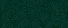 Tropical Leaf Wallpaper, Luxury Nature Leaves Background. Abstract Pattern Design Hand Drawn Line Art Design For Fabric , Print, Cover, Banner And Wall Art. Vector Illustration.