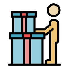 Poster - Custom product manager icon. Outline custom product manager vector icon color flat isolated