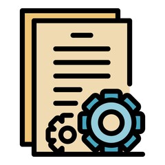 Poster - develop gear system icon. outline develop gear system vector icon color flat isolated