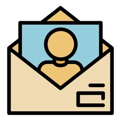 Poster - person mail cv icon. outline person mail cv vector icon color flat isolated