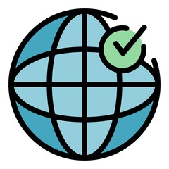 Poster - Global quality manager icon. Outline global quality manager vector icon color flat isolated