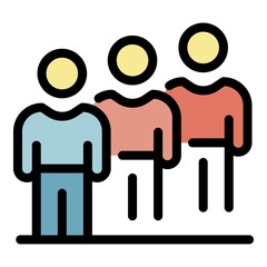Poster - Advertising group icon. Outline advertising group vector icon color flat isolated