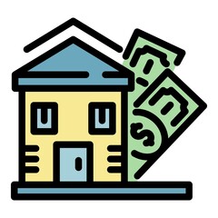 Wall Mural - House selling icon. Outline house selling vector icon color flat isolated