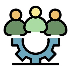 Poster - Teamwork system icon. Outline teamwork system vector icon color flat isolated