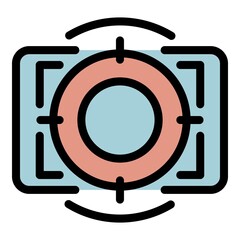 Poster - Advertising target icon. Outline advertising target vector icon color flat isolated