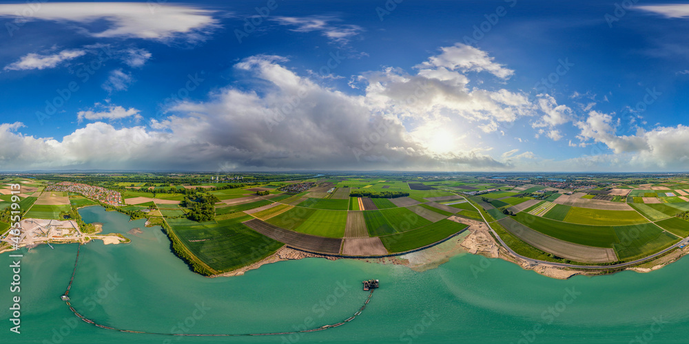 quarry pond 360° x 180° panorama above the water