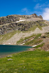 Wall Mural - landscape mountain between Ceresole Reale and the Nivolet hill around serrù lake, Agnel lake, Nivolet lake in Piedmont in Italy