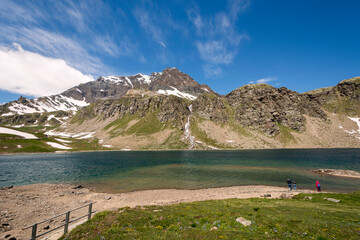 Wall Mural - landscape mountain between Ceresole Reale and the Nivolet hill around serrù lake, Agnel lake, Nivolet lake in Piedmont in Italy