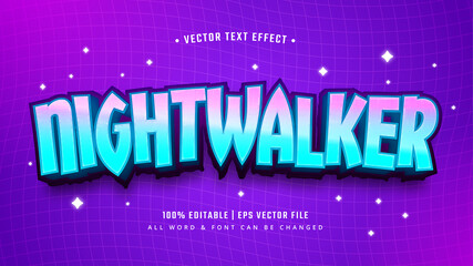 Poster - Nightwalker Retro Pop 3d Text Style Effect. Editable illustrator text style.