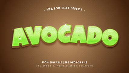 Poster - Avocado Fruit 3d Text Style Effect. Editable illustrator text style.