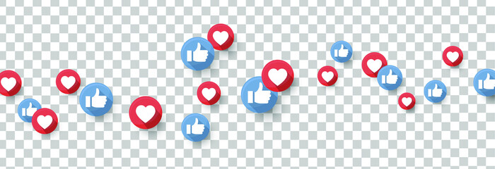 Poster - Vector Illustration 3D Social Media Like Icons On Transparent Background. Design Elements for Web