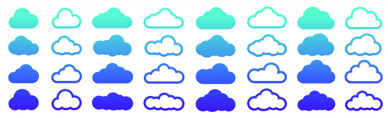 Poster - Cloud gradient vector icon set on white background.