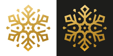 Sticker - Golden Snowflake - Vector Crystal Ornament