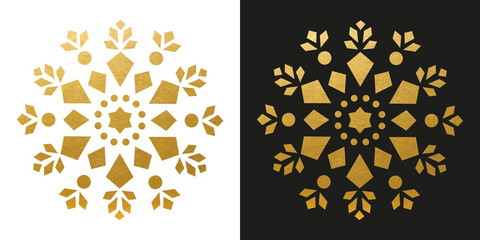 Sticker - Golden Snowflake - Vector Crystal Ornament