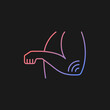 © IMG visuals icons - Elbow rheumatism gradient vector icon for dark theme. Soft tissue disorder. Rheumatoid arthritis. Throbbing pain. Thin line color symbol. Modern style pictogram. Vector isolated outline drawing