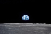 The 'Earthrise' Seen From The Moon. Digital Enhancement. Elements Of This Image Furnished By NASA