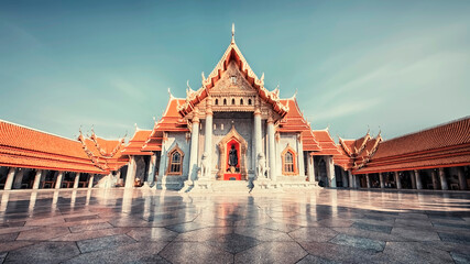 Poster - Marble temple in Bangkok city