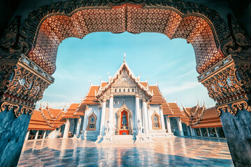 Canvas Print - Marble temple in Bangkok city