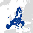 blue europe map on a white background in flat. Vector illustration