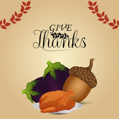 Wall Mural - Vector illustration of thanksgiving invitation card