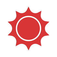 Sticker - Sun vector icon. Red symbol