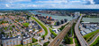 Aerial view around the city Dordrecht in the netherlands on a sunny day in summer