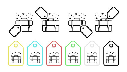 Poster - Bag briefcase vector icon in tag set illustration for ui and ux, website or mobile application