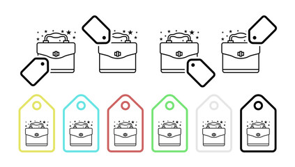 Poster - Bag briefcase vector icon in tag set illustration for ui and ux, website or mobile application