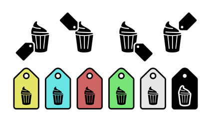 Poster - Desert, cupcake, bakery vector icon in tag set illustration for ui and ux, website or mobile application