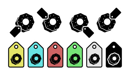 Poster - Bakery, donut, dessert vector icon in tag set illustration for ui and ux, website or mobile application