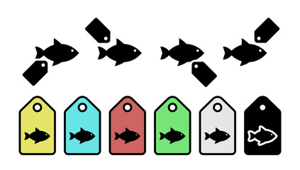 Poster - fish, food, seafood vector icon in tag set illustration for ui and ux, website or mobile application