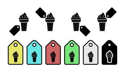 Poster - Ice cream, dessert, cone vector icon in tag set illustration for ui and ux, website or mobile application