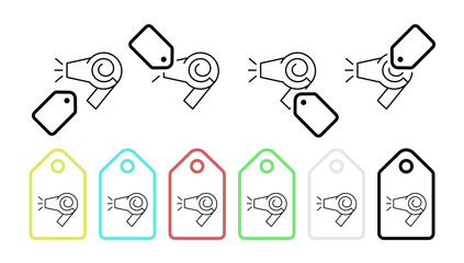 Poster - Hair dryer vector icon in tag set illustration for ui and ux, website or mobile application