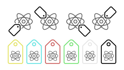 Poster - Atom, science vector icon in tag set illustration for ui and ux, website or mobile application