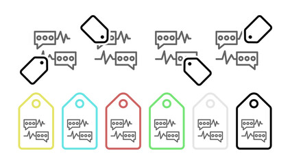 Poster - Speech bubble, pulse vector icon in tag set illustration for ui and ux, website or mobile application
