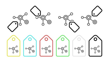 Poster - Biological network, atom vector icon in tag set illustration for ui and ux, website or mobile application